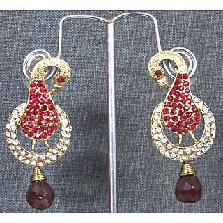 Golden maroon peacock Earring - Earrings | Buy online on ZillyBuy