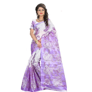 Sharda Creation Purple  Floral Printed Bhagalpuri Art Silk Saree - Sarees | Buy online on ZillyBuy