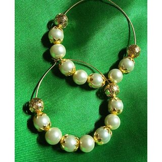 Golden flower pearl hoops earrings - Earrings | Buy online on ZillyBuy