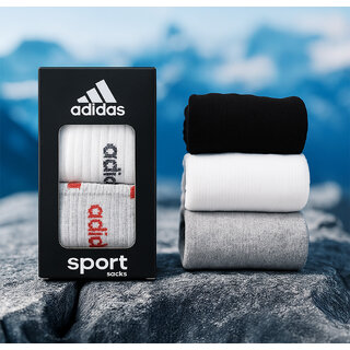(Set of 3) Adidas Mens Sports Ankle Length Cotton Blend Socks - Socks | Buy online on ZillyBuy