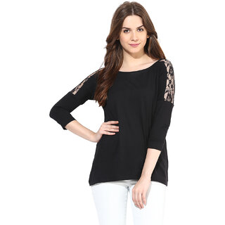 Elegant Women Miss Chase Women's  Round Neck Cap Sleeves Basic Plain Top 2026 at ShopCircuit | O