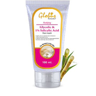 globus remedies anti acne glycolic and 1 salicylic acid face wash for oily and acne prone skin 100 ml