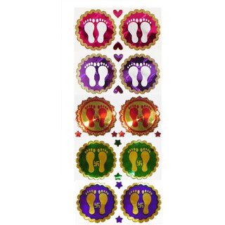Laxmi Charan Paduka Stickers (Set of 5 Pairs) (Assorted Colours)