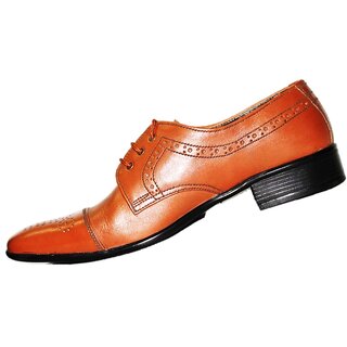 faugly mens pure leather tan formal shoes size 7 