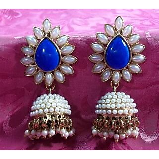 Aashiqui 2 dark blue pearls jhumka earrings - Earrings | Buy online on ZillyBuy