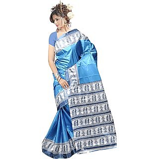Sharda creation  Blue Art Silk Saree Without Blouse Piece - Sarees | Buy online on ZillyBuy
