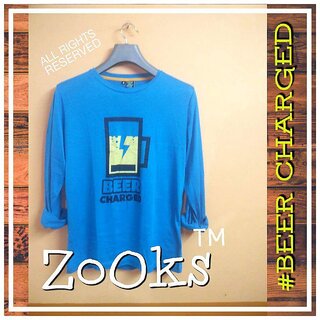 Z Mens Aqua Graphic Print Cotton Blend Round Neck T-Shirt