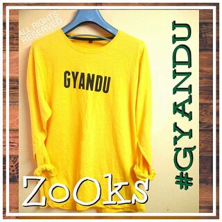 Z Mens Yellow Digital Print 100% Cotton Round Neck T-Shirt