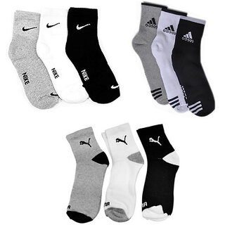 (Pack of 9 Pairs) Branded Men's Ankle Length Socks | Soft Breathable Casual & Sports Socks for Daily Wear - Socks | Buy online on ZillyBuy