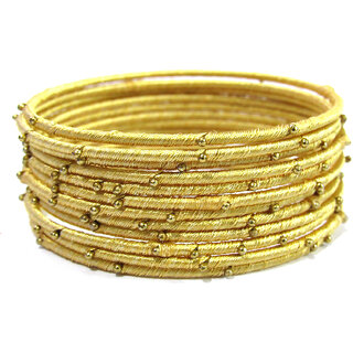 Golden Thread Bangles Set of 12 - Bangles & Bracelets | Buy online on ZillyBuy