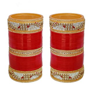 Lucky Jewellery Red Designer Chura Bridal Wedding Punjabi Choora Fashion Jewellery Chuda Set