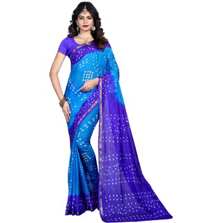 sharda creation Multicolour Tussar Silk Bandhej Saree With blouse - Sarees | Buy online on ZillyBuy