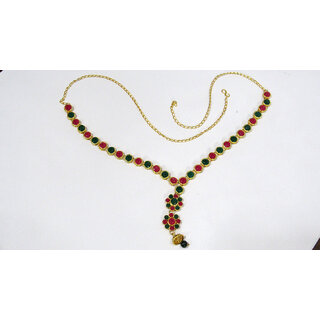 Maroon Green Stone Waist Belt