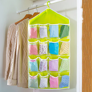 Best Deals - 16 Pockets Rack Storage Closet Wardrobe Hanging Shelf For Clothes. multicolor