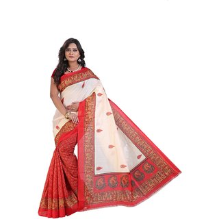 Sharda creation Multicolour Bhagalpuri Silk saree With blouse piece - Sarees | Buy online on ZillyBuy