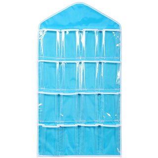 16 packets socks organiser blue