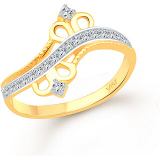 Vighnaharta Stylish Double Crown CZ Gold and Rhodium Plated Alloy Finger Ring for Women and Girls - VFJ1319FRG8