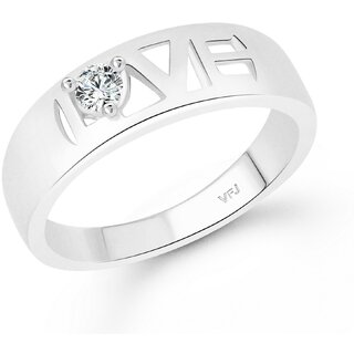 Vighnaharta Valentine Love Band CZ Rhodium Plated Alloy Finger Ring for Women and Girls - VFJ01348FRR8 silver IND-8
