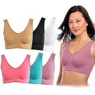 Sparkle Women's Full Coverage Seamless Wirefree Non-Padded Air Bra Pack of 6