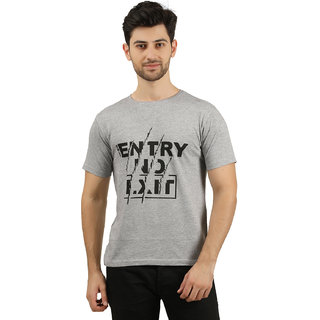 knit kingdom mens grey printed 100 cotton round neck t shirt