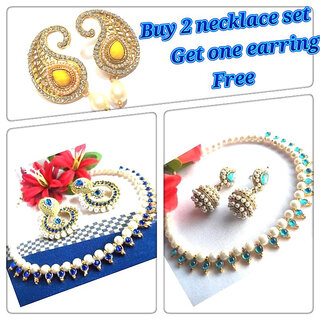 New combo Offer Buy 2 Pearl Necklace Set Get 1 Earring Free - Jewellery Sets | Buy online on ZillyBuy