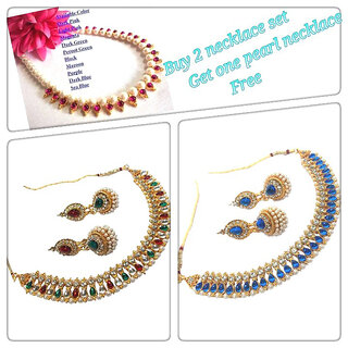 New combo Offer Buy 2 Necklace Set Get 1 Pearl Necklace Free - Jewellery Sets | Buy online on ZillyBuy