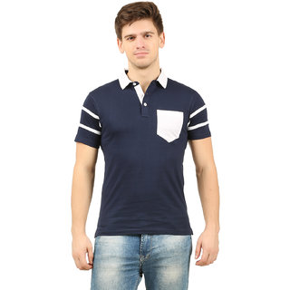 knit kingdom mens navy solid 100 cotton polo collar t shirt