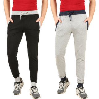 manlino cotton track pant for men melange and black pack of 2 