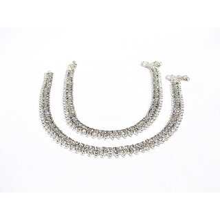 Silver Double Line Stone Anklet - Anklets | Buy online on ZillyBuy
