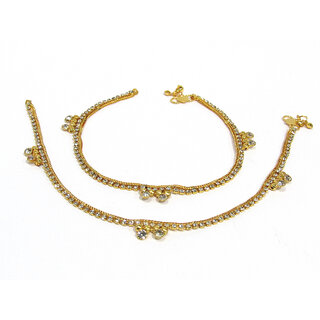 Nice Golden Single Line Stone Drop Anklet - Anklets | Buy online on ZillyBuy