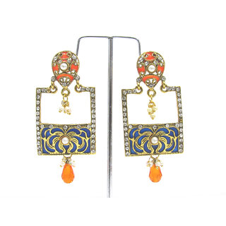 Fancy Orange and blue stud drop Earring - Earrings | Buy online on ZillyBuy