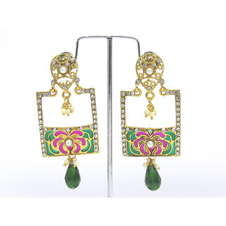 Fancy Pink and green stud drop Earring - Earrings | Buy online on ZillyBuy
