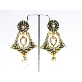 Fancy Black and White Stone pearl drop stud Earring - Earrings | Buy online on ZillyBuy