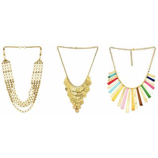 sparkle oxidised multicolor alloy necklace set for women