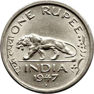 BRITISH INDIA 1947 GEORGE - VI KING EMPEROR ONE 1 RUPEE COIN RARE