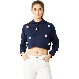 miss chase navy i am your density pompom sweatshirt