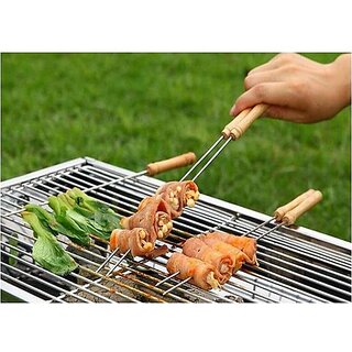 Right Traders 20 Pcs Stainless Steel Barbecue Skewers with Wood Handle Marshmallow Roasting Sticks - Cookware | Buy online on ZillyBuy