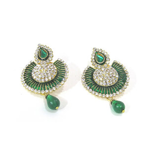 Green leaf polki earring - Earrings | Buy online on ZillyBuy