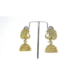 Golden Peacock Beautiful Jhumka Earring - Earrings | Buy online on ZillyBuy