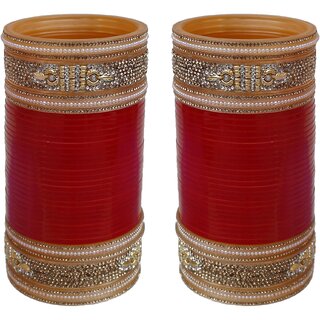 lucky jewellery red designer chura bridal wedding punjabi choora fashion jewellery chuda set 1624 m1c1 heera r 