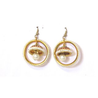 Maroon Green Meenakari Jhumki Earring - Earrings | Buy online on ZillyBuy