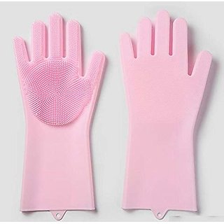 Aeoss Reusable Silicone Cleaning Brush Scrubber Gloves Heat Resistant Cleanning Gloves for Kitchen, Bathroom, Household - Cookware | Buy online on ZillyBuy