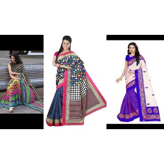 Sharda Creation Multicolour  Bhagalpuri silk saree  Combo saree - Sarees | Buy online on ZillyBuy