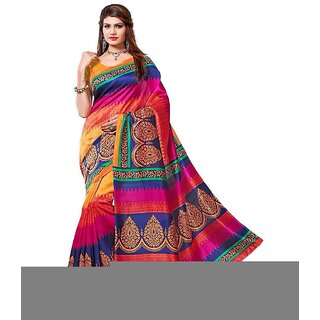 Sharda Creation Multicolour  Bhagalpuri silk saree - Sarees | Buy online on ZillyBuy