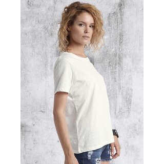 Zooks Women White Solid Round Neck T-shirt