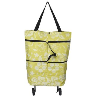Protable Shopping Trolley Bag with Wheels Foldable Cart Rolling Grocery 2 in 1  Multi Color multicolor